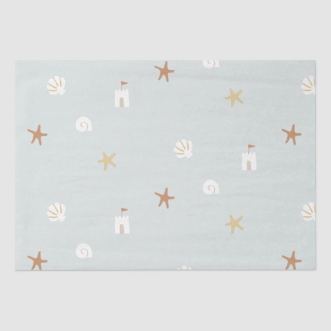 Papel De Seda Maravilla Cute Beach Sandcastle Starfish (Anverso)
