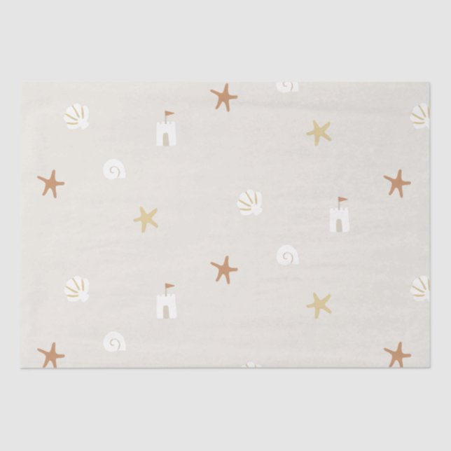 Papel De Seda Maravilla Cute Beach Sandcastle Starfish (Anverso)