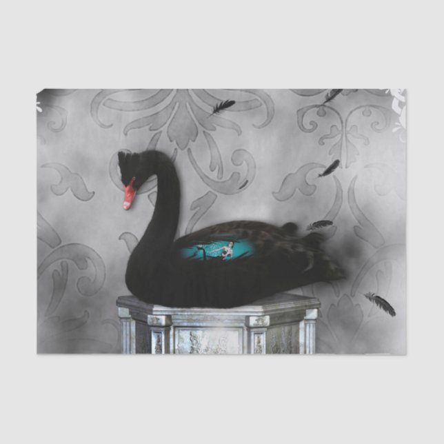 Papel De Seda Maravilloso cisne negro con sirena oscura (Anverso)