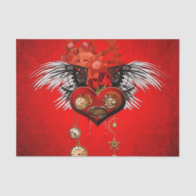 Papel De Seda Maravilloso corazón de steampunk (Anverso)