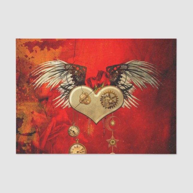 Papel De Seda Maravilloso corazón de steampunk (Anverso)