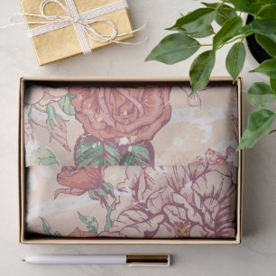 Papel De Seda Maravilloso Diseño Floral Botánico