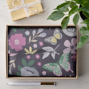 Papel De Seda Maravilloso Diseño Floral Botánico
