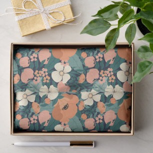 Papel De Seda Maravilloso Diseño Floral Botánico