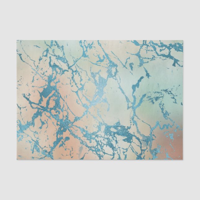 Papel De Seda Marble de lujo | Hermosa vena Verde azulada amaril (Anverso)