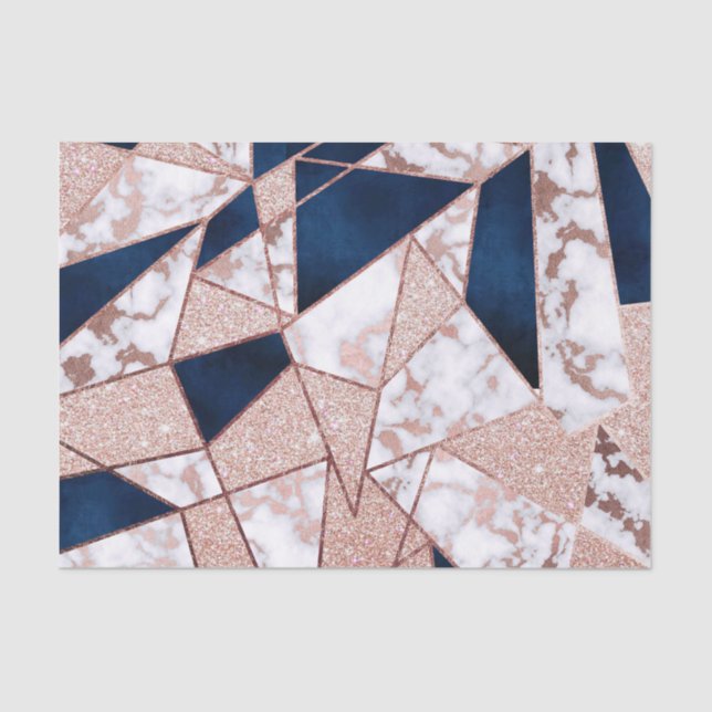 Papel De Seda Marble geométrico lujoso Rosa Gold Purpurina (Anverso)