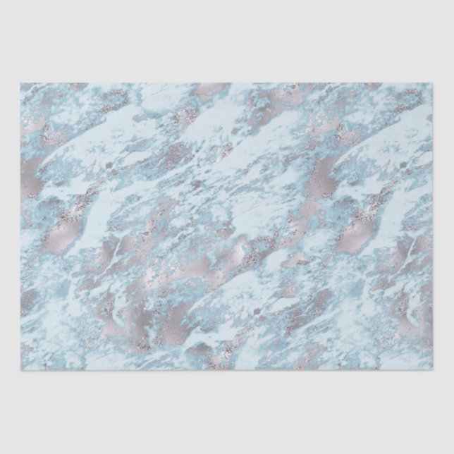 Papel De Seda Marble plateado azul acuático (Anverso)