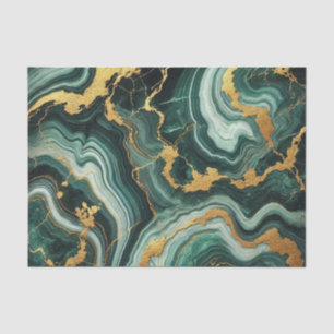 Papel De Seda Marble verde esmeralda y oro parecen Boda de Glam