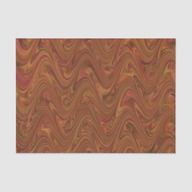 Papel De Seda Marbling Brown Naranja Green Pattern (Anverso)