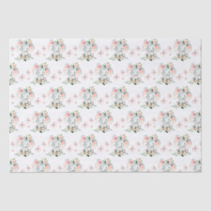 Papel De Seda Marco de elefante floral lindo para baby shower