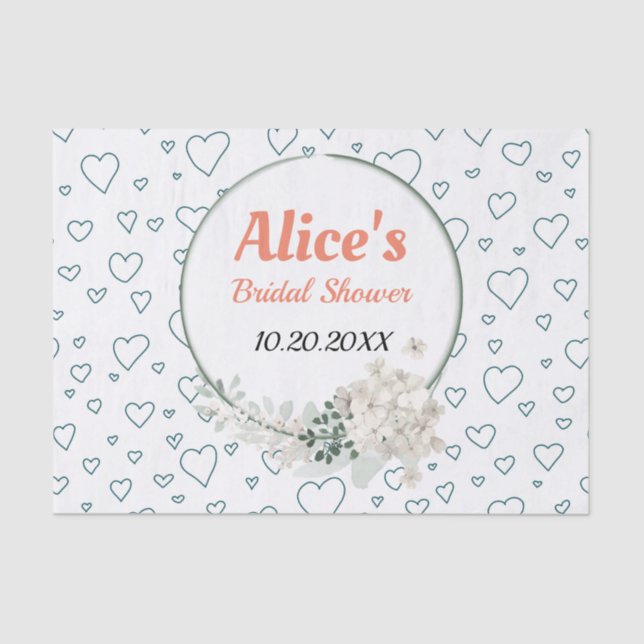 Papel De Seda Marco de Floral Moderno Personalizado para Fiesta  (Anverso)