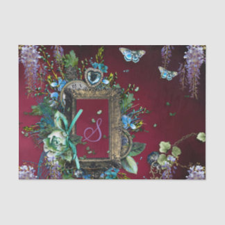 Papel De Seda Marco de las glicinias de la lavanda de la niebla