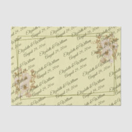 Papel De Seda Marco de Rosa – Monograma Celestial Amarillo Boda