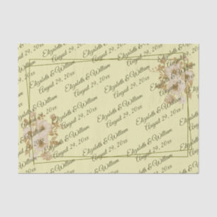 Papel De Seda Marco de Rosa – Monograma Celestial Amarillo Boda