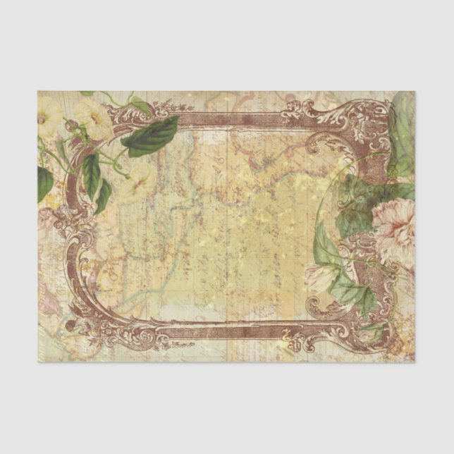 Papel De Seda Marco floral vintage (Anverso)