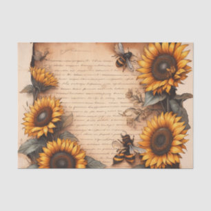 Papel De Seda Marco girasol con abejas y guión