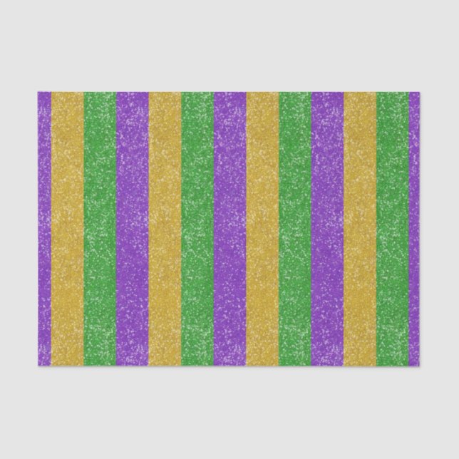 Papel De Seda Mardi Gras Colores Purpurina Stripe Bling (Anverso)