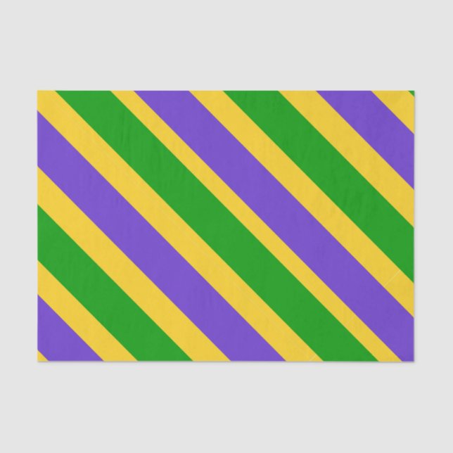 Papel De Seda Mardi Gras Diagonal Stripes Colores (Anverso)