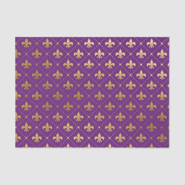 Papel De Seda Mardi Gras Elegante Fleur De Lis (Anverso)