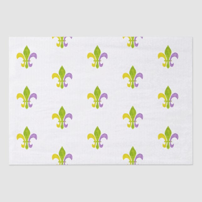 Papel De Seda Mardi Gras Fleur de Lis en blanco (Anverso)