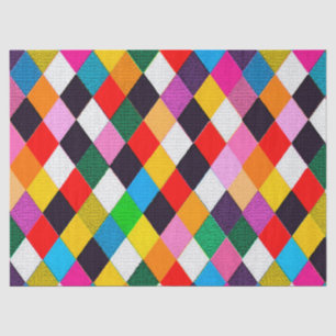Papel De Seda MARDI GRAS HARLEQUIN PATTERN Rhombi colorido
