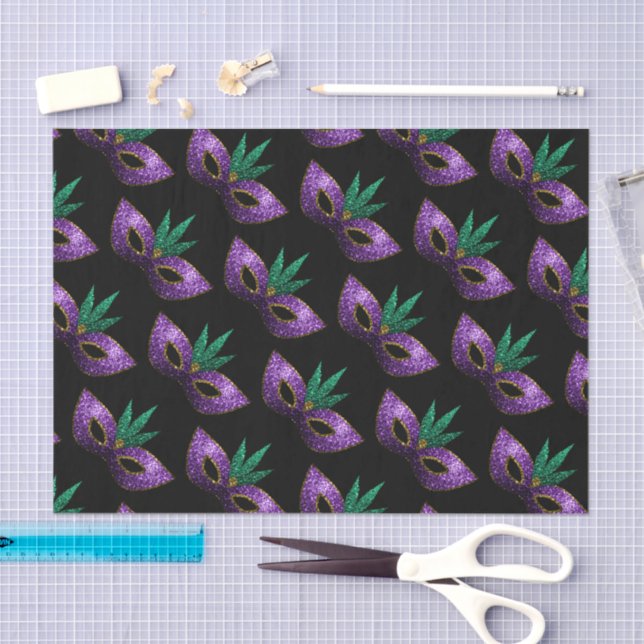 Papel De Seda Mardi Gras Máscara Purple Green Gold Sparkings pat (Artesanía)