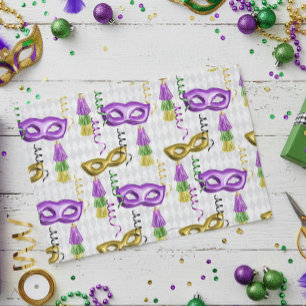 Papel De Seda Mardi Gras máscaras amarillo dorado verde púrpura