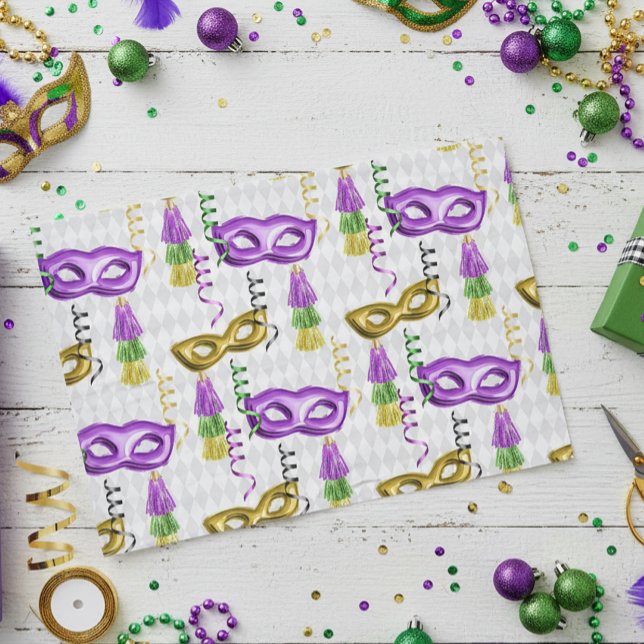 Papel De Seda Mardi Gras máscaras amarillo dorado verde púrpura (Subido por el creador)