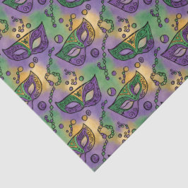 Papel De Seda Mardi Gras Masks and Beads Purple Green Yellow