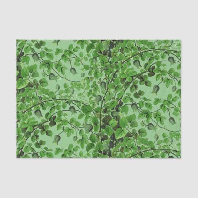 Papel De Seda Marfil verde botánico en verde (Anverso)