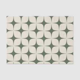 Papel De Seda Marfil Verde Profundo Mediano Siglo Moderno Boho G