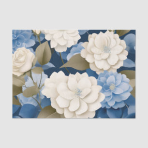 Papel De Seda Marfil y Blue Hydrangea Serenity Floral