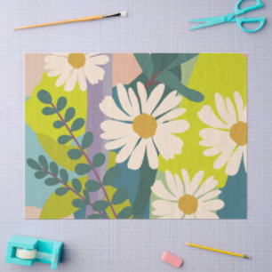 Papel De Seda Margarita audaz florece con bloques de colores col