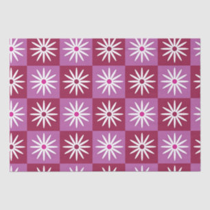 Papel De Seda Margarita blanca en cuadros rojos y rosas