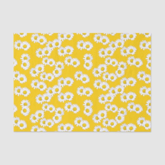 Papel De Seda Margarita blanca en fondo amarillo (Anverso)