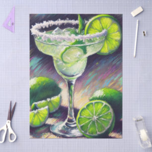 Papel De Seda Margarita Cóctel Tiza Pastel Verde Decoupage