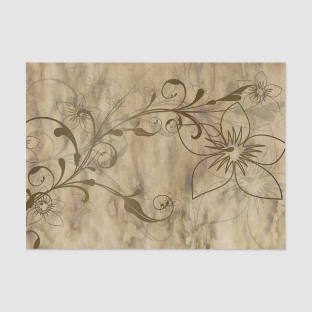 Papel De Seda Margarita rústica beige y marrón (Anverso)
