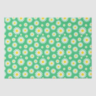 Papel De Seda Margaritas Blancas Lindas de Verano en Verde