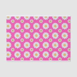 Papel De Seda Margaritas blancas sobre rosa caliente