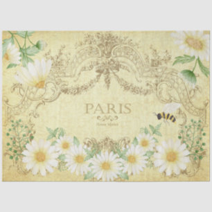Papel De Seda Margaritas de París Abeja Amarilla Decoupage Manua
