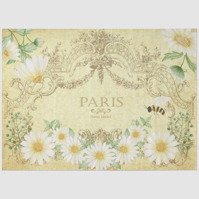 Papel De Seda Margaritas de París Abeja Amarilla Decoupage Manua (Anverso)