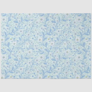 Papel De Seda Margaritas en blanco y azul sobre vidrio marino