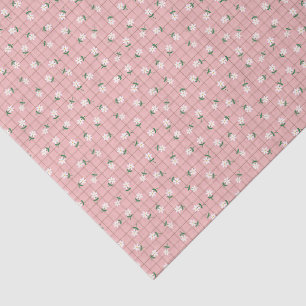Papel De Seda Margaritas sobre Cuadros Rosas (pequeña escala)