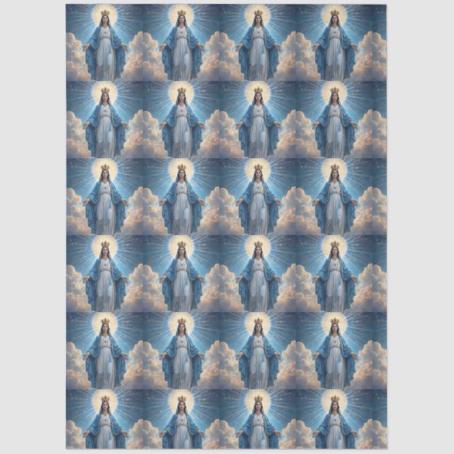 Papel De Seda María Virgen Azul Celestial  (Anverso)