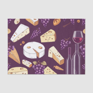 Papel De Seda Maridaje de Vino Gourmet y Queso Dibujado a Mano V