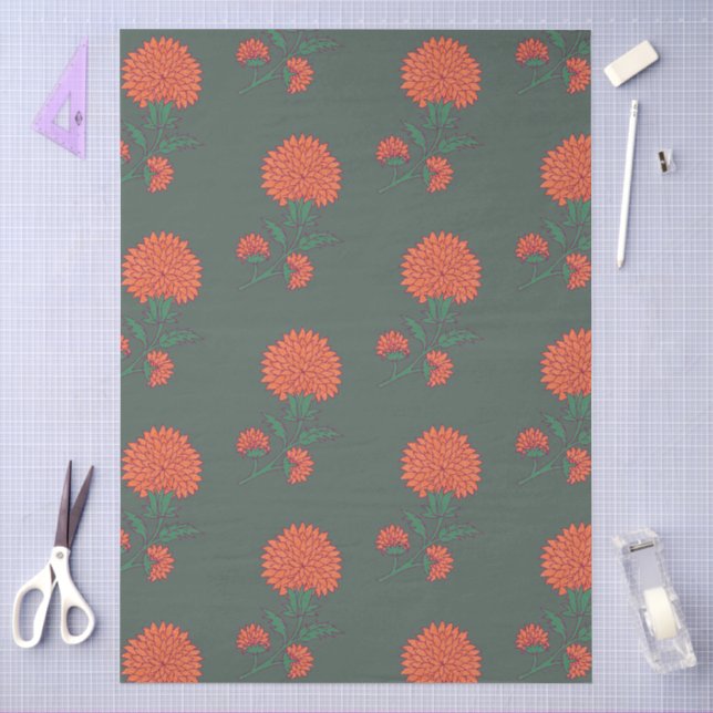 Papel De Seda Marigold sobre Verde (Artesanía)