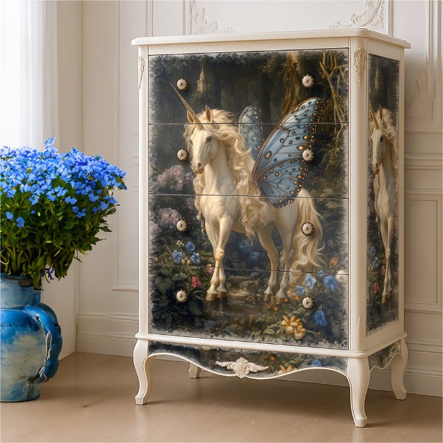 Papel De Seda Mariposa Azul Unicornio de Alas Decoupage  (Subido por el creador)