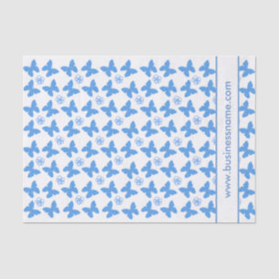 Papel De Seda Mariposa Azul y Flor con Texto Personalizado