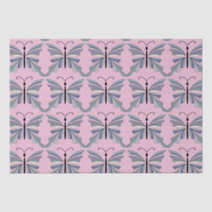 Papel De Seda Mariposa azul y violeta elegante en rosa