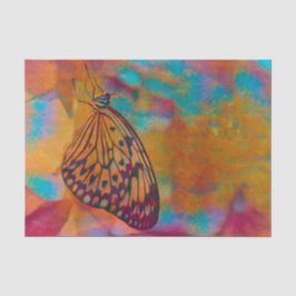 Papel De Seda Mariposa Bohemio Azul Naranja Hippie Decoupage